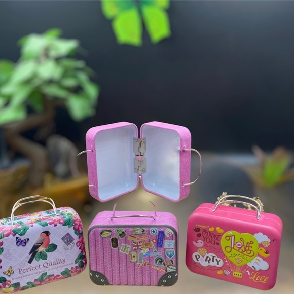 Metal box Mini suitcase storage with two handles jewelry,eyelashes,party gift - Picture 13 of 15
